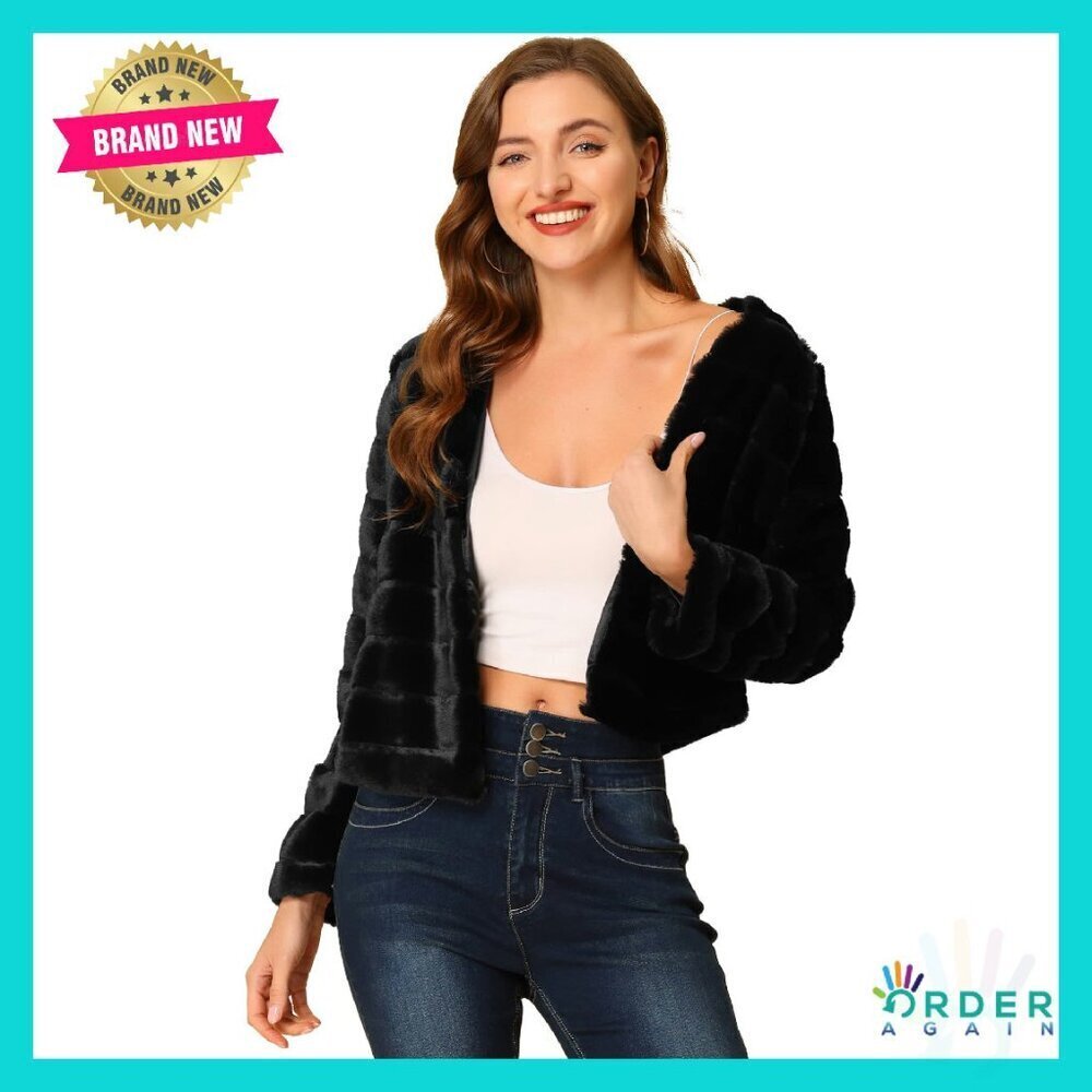 Faux Fur Cropped Jacket Fluffy Chic Winter Warm Oversized Y2K Casual
